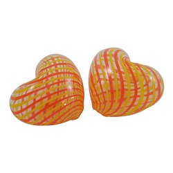 Handmade Blown Glass Beads, Mother's Day Jewellry Making, Heart, Tomato/Yellow, about 25mm wide, 21mm long, hole: 2mm