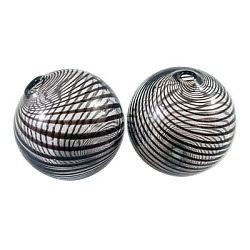 Handmade Blown Glass Globe Beads, Round, Black, about 13mm in diameter, hole: 2mm