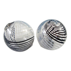 Handmade Blown Glass Globe Beads, Round, White/Black, about 13mm in diameter, hole: 2mm