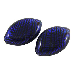 Handmade Blown Glass Beads, Oval, Midnight Blue, about 15mm wide, 23mm long, hole: 2mm