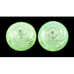 Handmade Blown Glass Beads, Flat Round, Light Green, about 16.5mm wide, 11.5mm long, hole: 1~2mm