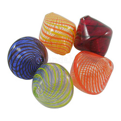 Handmade Blown Glass Beads, Bicone, Mixed Color, about 19mm wide, 21mm long, hole: 1.5mm