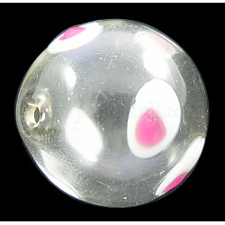 Handmade Blown Glass Globe Beads, Round, Clear, about 20mm in diameter, hole: 1.5~2mm