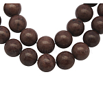 Natural Mashan Jade Beads Strands, Dyed, Round, Saddle Brown, 6mm, Hole: 1mm, about 66pcs/strand, 16 inch