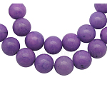 Abalorios de jade natural de mashan hebras, teñido, redondo, púrpura, 8mm, agujero: 1.2 mm, aproximamente 51 pcs / cadena, 16 pulgada