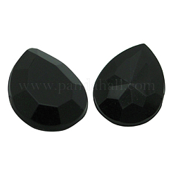 Acrílico Diamante de imitación plana espalda cabujones, facetados, lágrima, negro, 18x13x5.5mm