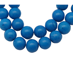 Chapelets de perles en jade Mashan naturel, teinte, ronde, bleu ciel, 10mm, Trou: 1.2mm, Environ 42 pcs/chapelet, 16 pouce