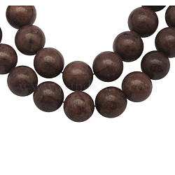 Chapelets de perles en jade Mashan naturel, teinte, ronde, selle marron, 10mm, Trou: 1.2mm, Environ 42 pcs/chapelet, 16 pouce