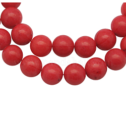 Природный нефрит машан бусины нитки, окрашенные, круглые, красные, 10 мм, отверстие : 1.2 мм, около 42 шт / нитка, 16 дюйм