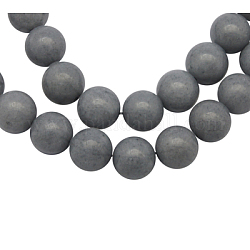 Natur Mashan Jade Perlen Stränge, gefärbt, Runde, Grau, 12 mm, Bohrung: 1.2 mm, ca. 35 Stk. / Strang, 16 Zoll