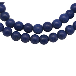 Natural Mashan Jade Beads Strands, Dyed, Round, Dark Blue, 4mm, Hole: 0.7mm, about 96pcs/strand, 15.5 inch