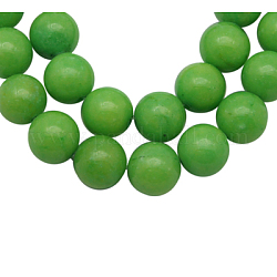 Natural Mashan Jade Beads Strands, Dyed, Round, Green Yellow, 6mm, Hole: 1mm, about 66pcs/strand, 16 inch