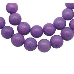 Природный нефрит машан бусины нитки, окрашенные, круглые, фиолетовые, 6 мм, отверстие : 1 мм, около 66 шт / нитка, 16 дюйм