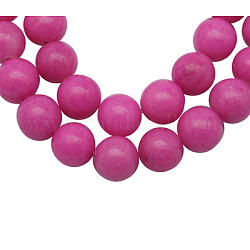 Natural Mashan Jade Beads Strands, Dyed, Round, Magenta, 6mm, Hole: 1mm, about 66pcs/strand, 16 inch