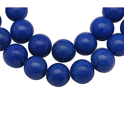 Chapelets de perles en jade Mashan naturel, teinte, ronde, bleu, 8mm, Trou: 1.2mm, Environ 51 pcs/chapelet, 16 pouce