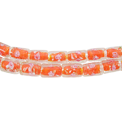 Handmade Lampwork Beads Strands, Column, Dark Orange, about 10mm wide, 16mm long, hole: 2mm, about 25pcs/strand