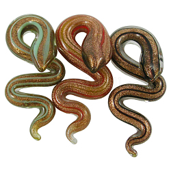 Pendentifs vernissés de sable d'or manuels, serpent, couleur mixte, environ 20 mm de large, Longueur 49mm, Trou: 5mm