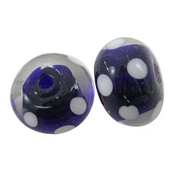 Handmade Lampwork Beads, Rondelle, Midnight Blue, 14mm in diameter, 10mm thick, hole: 2mm