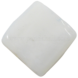 Handmade Lampwork Beads, Square, White, about 12mm wide, 12mm long, hole: 2mm