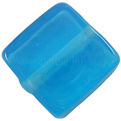 Handmade Lampwork Beads, Square, DeepSky Blue, about 12mm wide, 12mm long, hole: 2mm
