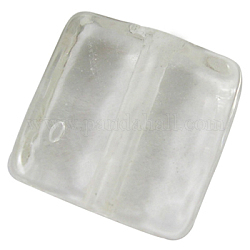 Handmade Lampwork Beads, Square, Clear, about 12mm wide, 12mm long, hole: 2mm