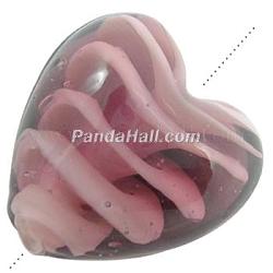 Handmade lampwork Beads, Mother's Day Jewelry Making, Heart, Purple, about 16mm wide, 16mm long, hole: 1mm