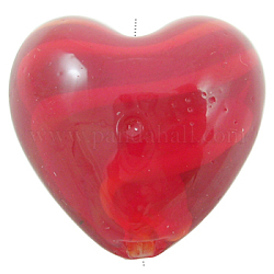 Handmade lampwork Beads, Mother's Day Jewelry Making, Heart, Red, about 16mm wide, 16mm long, hole: 1mm