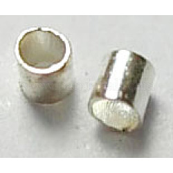Зажимные бусины из латуни, без никеля , трубка, серебряные, 1.5 мм, отверстие : 1 мм