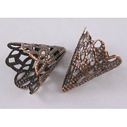 Iron Bead Cones, Nickel Free, Red Copper, about 17mm in diameter, 20mm high, hole: 1mm