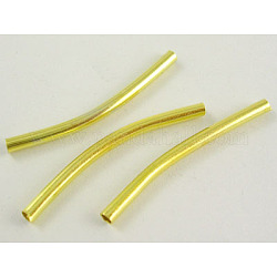 Abalorios de tubo de latón, curvo, color de oro, aproximamente 2 mm de diámetro, 30 mm de largo, agujero: 1.5 mm