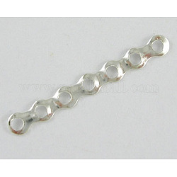 Séparateurs perles, couleur argentée, environ 3.2 mm de large, Longueur 24mm, Trou: 1.2mm, 7 trous