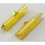Eisenband Crimp-Enden, golden, 8x35 mm, Bohrung: 1 mm