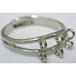 Ottone basi anello anello, nichel libero, regolabile, platino placcato, 6 loop - 18 mm