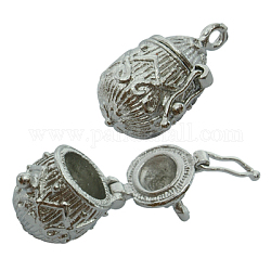 Brass Pendant, Prayer Box, Barrel, Silver Color, about 15mm wide, 22mm long, hole: 2mm