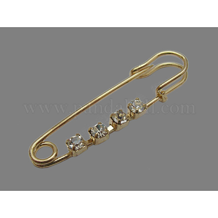 Iron Brooch Findings with Rhinestone E342-G-1
