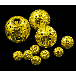 アイアン製透かしビーズ  ニッケルフリー  ラウンド  金色  サイズ：直径約6~16mm  厚さ6~15mm  穴：1~6mm  約200 G /袋