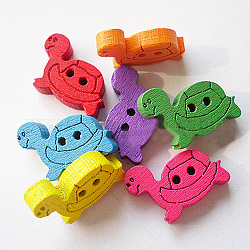 Черепаха кнопки с 2-луночное, Деревянные пуговицы, разноцветные, длиной около 18 мм , шириной 12 мм , 150 шт / пакет