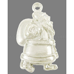 Alloy Pendants, Christmas Santa Claus, Lead Free and Cadmium Free, Silver, 24.9x13x4mm, Hole: 2mm