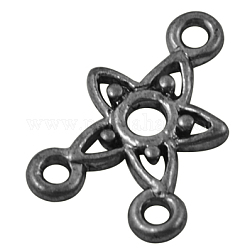 Chandelier Component Links, 3 Loop Connectors, Alloy, Star, Gunmetal, Lead Free, Nickel Free and Cadmium Free, about 17.5mm long, 12mm wide, 2mm thick, hole: 1.5mm