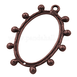 Alloy Pendants, Lead Free and Cadmium Free, Oval Ring, Red Copper Color, about 34mm long, 25mm wide, 2mm thick, hole: 2mm