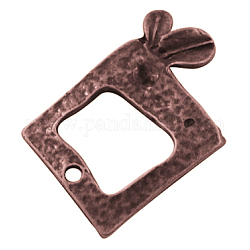 Alloy Pendants, Lead Free and Cadmium Free, Square, Red Copper, 24x17x1.5mm, Hole: 2mm