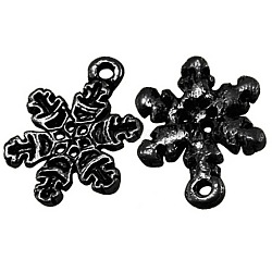 Tibetan Style Alloy Snowflake Pendants, Lead Free and Cadmium Free, Gunmetal, 22x16x2mm, Hole: 1.5mm