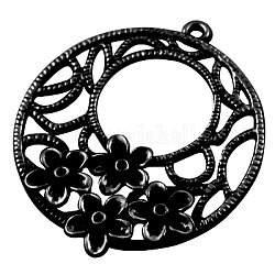 Alloy Pendant, Round, Gunmetal, Lead Free & Cadmium Free & Nickel Free, 35mm in diameter, 1.5mm thick, hole: 2mm