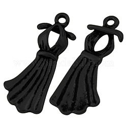 Alloy Pendants, Lead Free & Cadmium Free & Nickel Free, Evening Gown, Gunmetal, 23mm long, 9.5mm wide, 1mm thick, hole: 1.5mm