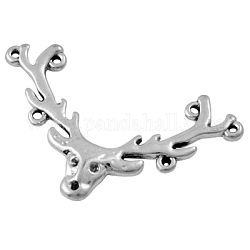 Alloy Links, Lead Free and Cadmium Free, Deer Head, Antique Silver, 35.5x17.5x1mm