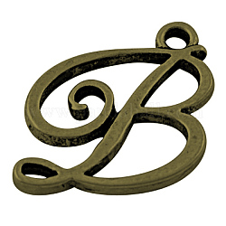 Alloy Finding Pendants, Letter B, Lead Free and Cadmium Free, Antique Bronze, 22.5mm long, 16.5mm wide, 2mm thick, hole: 1.5mm