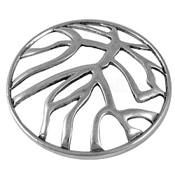 Alloy Flat Round Pendants, Lead Free and Cadmium Free, Antique Silver, Cadmium Free & Nickel Free & Lead Free