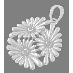 Tibetan Style Pendants, Lead Free and Cadmium Free, Flower, Silver Color, about 47mm long, 35mm wide, 5mm thick, hole: 9mm