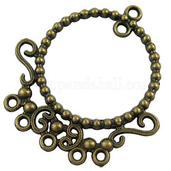 Alloy Chandelier Component Links, Cadmium Free & Nickel Free & Lead Free, Flat Round, Antique Bronze, 39.5x37.5x1.5mm, Hole: 2mm
