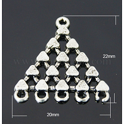Alloy Links, Chandelier Components, Lead Free and Cadmium Free, Triangle, Antique Silver, 22x20x1mm